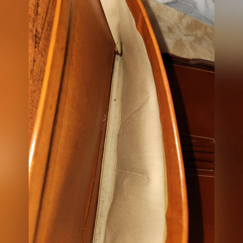Vintage 1940s 1950s Brown Top Grain Cowhide Leather Portfolio Briefcase by Rexbi